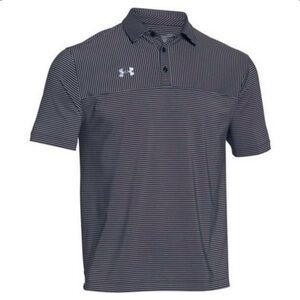 Under Armour Men’s Clubhouse Striped Polo Golf Shirt Gray and Navy Size Large